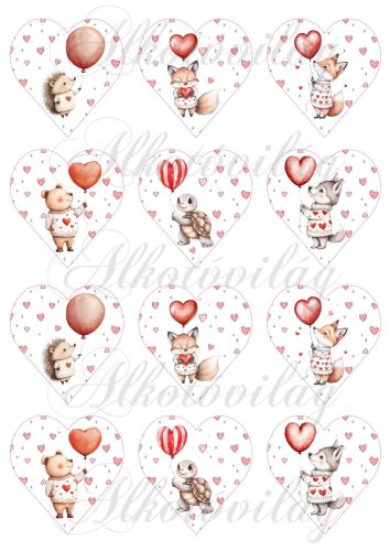 6,5 cm magas szívek apró szívecskékkel és Valentin napi - Anyák napi állatkákkal