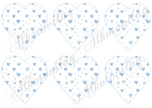 9 cm magas szívek apró kékes szívecskékkel