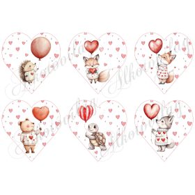   9 cm magas szívek apró szívecskékkel és Valentin napi - Anyák napi állatkákkal