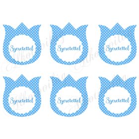   9 cm magas pöttyös tulipánok - KÉK - SZERETETTEL felirattal