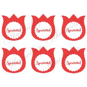   9 cm magas pöttyös tulipánok -PIROS - SZERETETTEL felirattal