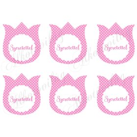   9 cm magas pöttyös tulipánok -RÓZSASZÍN - SZERETETTEL felirattal