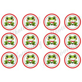 Kokárdák cuki békákkal 6 cm-es körökben