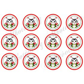 Kokárdák cuki katicákkal 6 cm-es körökben