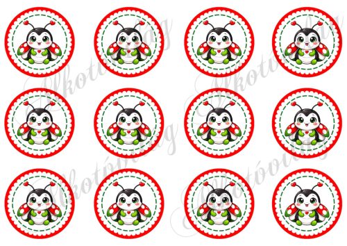 Kokárdák cuki katicákkal 6 cm-es körökben