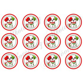 Kokárdák cuki kutyákkal 6 cm-es körökben