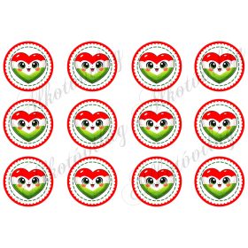 Kokárdák cuki szívekkel 6 cm-es körökben