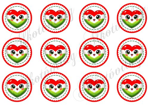 Kokárdák cuki szívekkel 6 cm-es körökben