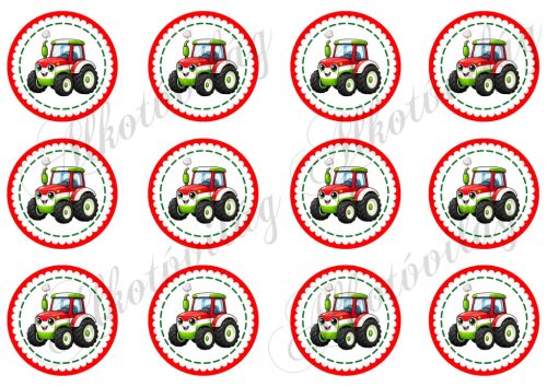 Kokárdák cuki traktorral 6 cm-es körökben