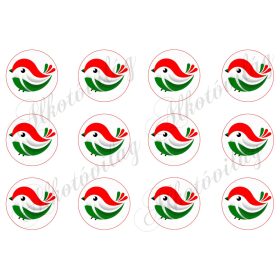 Kokárdák egyforma madárkákkal 5,5 cm-es körökben