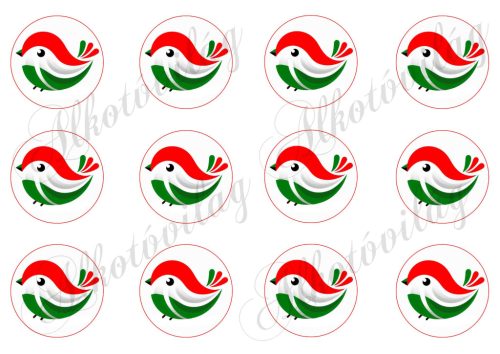 Kokárdák egyforma madárkákkal 5,5 cm-es körökben