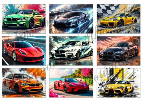 Autók - 9 x 6 cm - HŰTŐMÁGNES, AJÁNDÉKKÍSÉGŐ készítéshez