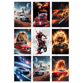   Autók 2 - 9 x 6 cm - HŰTŐMÁGNES, AJÁNDÉKKÍSÉGŐ készítéshez