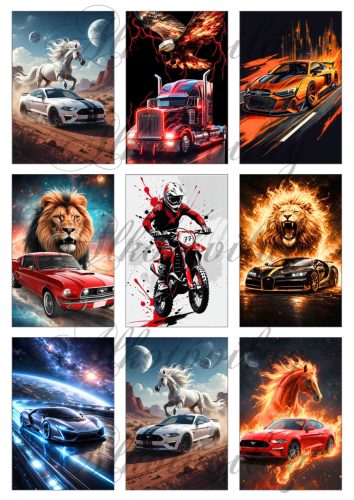 Autók 2 - 9 x 6 cm - HŰTŐMÁGNES, AJÁNDÉKKÍSÉGŐ készítéshez