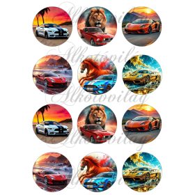   Autók 6 cm átmérővel - HŰTŐMÁGNES, AJÁNDÉKKÍSÉGŐ, KULCSTARTÓ stb. készítéshez