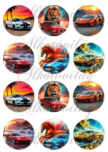 Autók 6 cm átmérővel - HŰTŐMÁGNES, AJÁNDÉKKÍSÉGŐ, KULCSTARTÓ stb. készítéshez