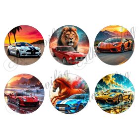   Autók 8,5 cm átmérővel - HŰTŐMÁGNES, AJÁNDÉKKÍSÉGŐ, BESZÚRÓS DÍSZ, AJTÓ - , ABLAKDÍSZ stb. készítéshez