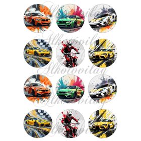   Autók és motor 6 cm átmérővel - HŰTŐMÁGNES, AJÁNDÉKKÍSÉGŐ, KULCSTARTÓ stb. készítéshez