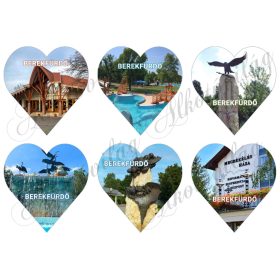   BEREKFÜRDŐ nevezetességei 9 cm magas szíveken - BEREKFÜRDŐ felirattal