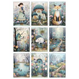   Kedves tavaszi hangulatú képek házikókkal, virágokkal 3 - 9 x 6 cm - HŰTŐMÁGNES, AJÁNDÉKKÍSÉGŐ készítéshez