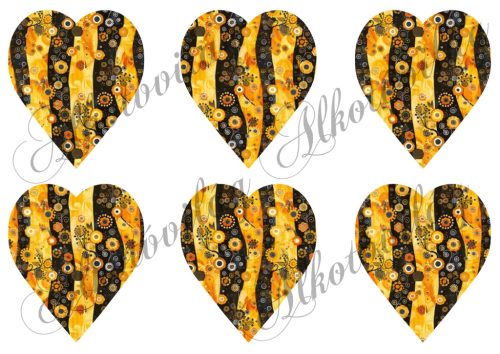 Klimt ihlette szívek virágokkal - 9 cm magas