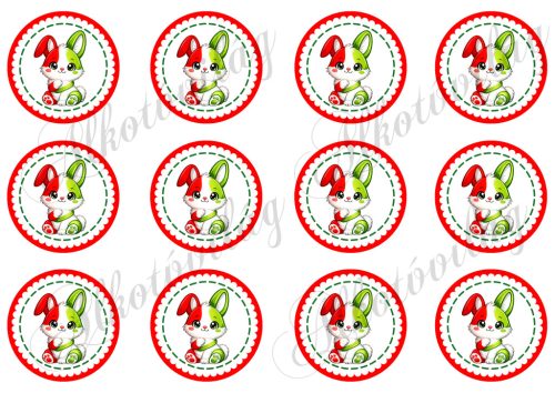 Kokárdák cuki nyuszikkall 6 cm-es körökben