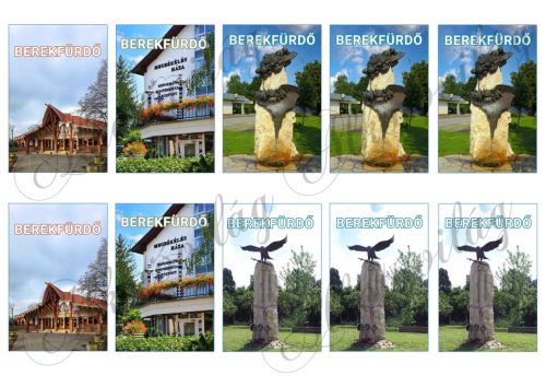 Városok hűtőmágnesre 5 x 8 cm - BEREKFÜRDŐ felirattal