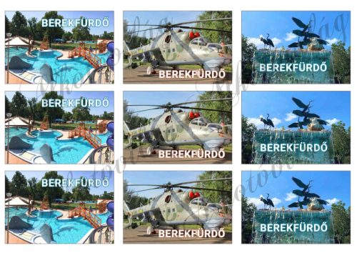 Városok hűtőmágnesre 9x6 cm - BEREKFÜRDŐ FEKVŐ FELIRATTAL