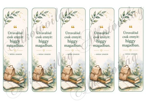 Könyvjelzők ballagásra táskával és könyvekkel - Útravalóul csak annyit... idézettel - 18 x 4,5 cm