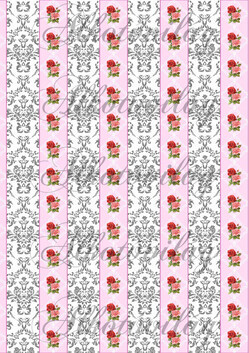 Damask minta rózsával- szürkés, fehér alapon