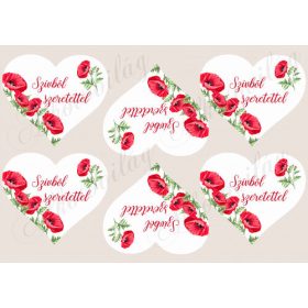 Pipacsos szívek SZÍVBŐL SZERETETTEL felirattal