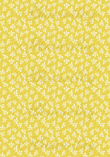 grey - yellow floral collection - white leafy branches on yellow background