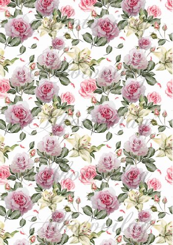 Gyönyörű rózsaszín rózsák fehér liliomokkal