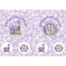   Otthon édes otthon levendulákkal 11-14 cm-es hímzőkerethez