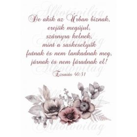   Barnás virágkompozíció bibliai idézettel- De akik az Úrban bíznak