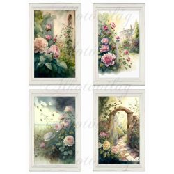 Akvarell stílusú képek keretben gyönyörű rózsákkal