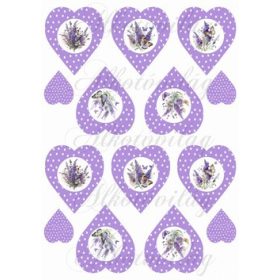   Levendula csokrok pillangókkal lila pöttyös szívekben - KICSIBEN
