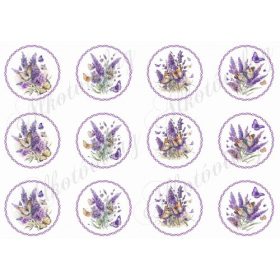 Levendula csokrok pillangókkal, csavart körökben