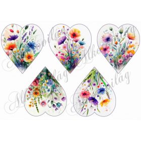 Szívek kézzel festett mezei virágokkal