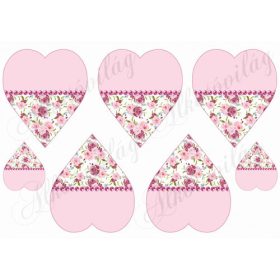 Szívek mini mályva színű rózsákkal, gyöngysorral