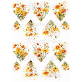   Szívek gyönyörű narancs és sárga árnyalatú virágokkal - KICSIBEN