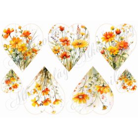   Szívek gyönyörű narancs és sárga árnyalatú virágokkal