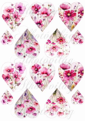 Szívek gyönyörű pink árnyalatú virágokkal - KICSIBEN