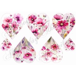 Szívek gyönyörű pink árnyalatú virágokkal