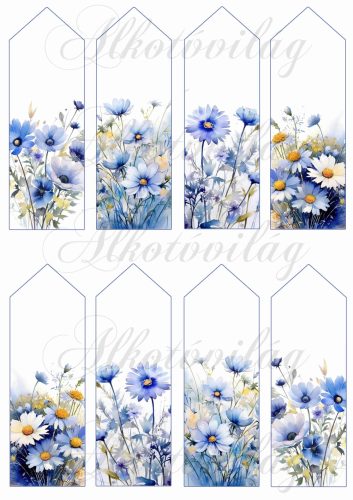 Könyvjelzők kék színű virágokkal