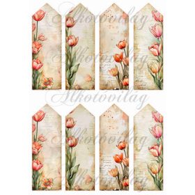   Könyvjelzők gyönyörű kézzel festett tulipánokkal - 13 x 4,3 cm