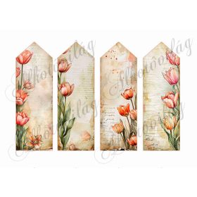   Könyvjelzők gyönyörű kézzel festett tulipánokkal - 16,5 x 5,5 cm