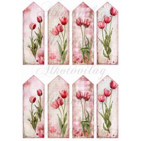   Könyvjelzők gyönyörű pink árnyalatú tulipánokkal - 13 x 4,3 cm