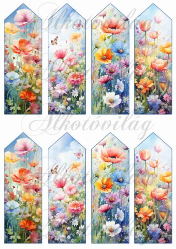 Könyvjelzők gyönyörű színes tavaszi virágokkal - 13 x 4,3 cm