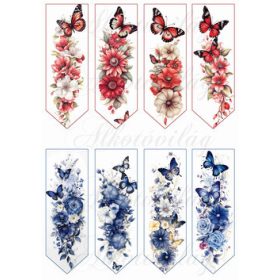 Könyvjelzők virágokkal és pillangókkal - 13 x 4,3 cm